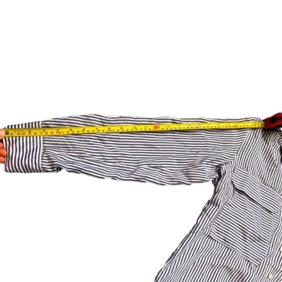 Zara Nautical Blue And White Stripe Flowy Button Down Blouse - Picture 3 of 7